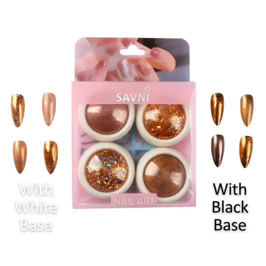 Rose Gold Chrome & Flakes - Set of 4