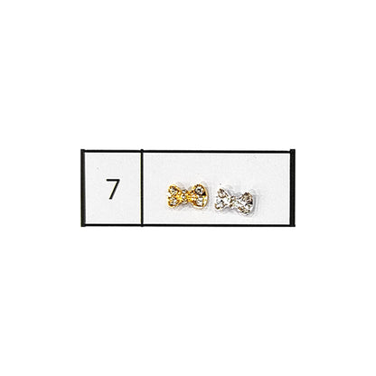 Metallic Nail Bows Accessory Silver Series - 5 Pair (Assorted Design)