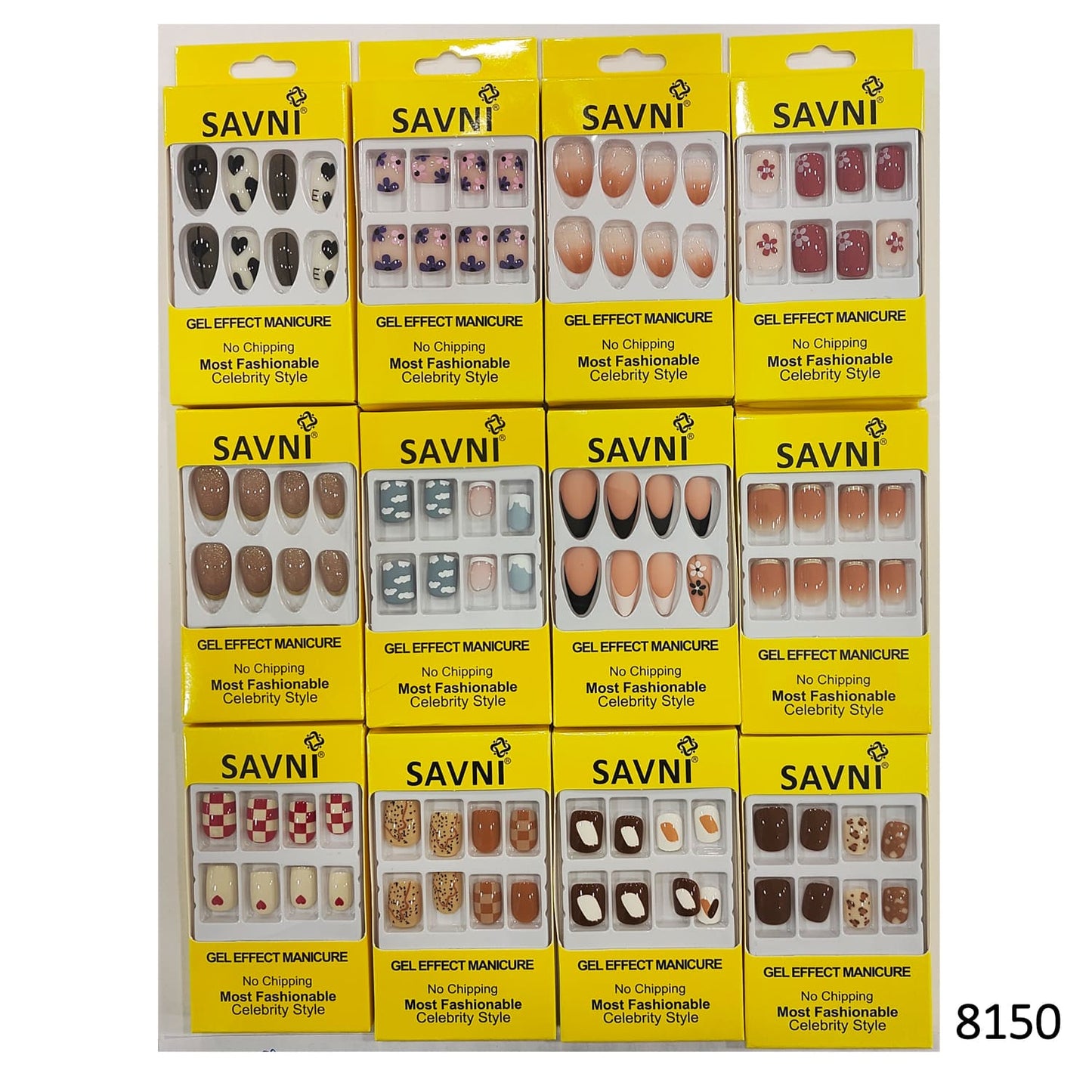Press On Nails, Pack of 12 Boxes Yellow Box Packaging (Glue not included)