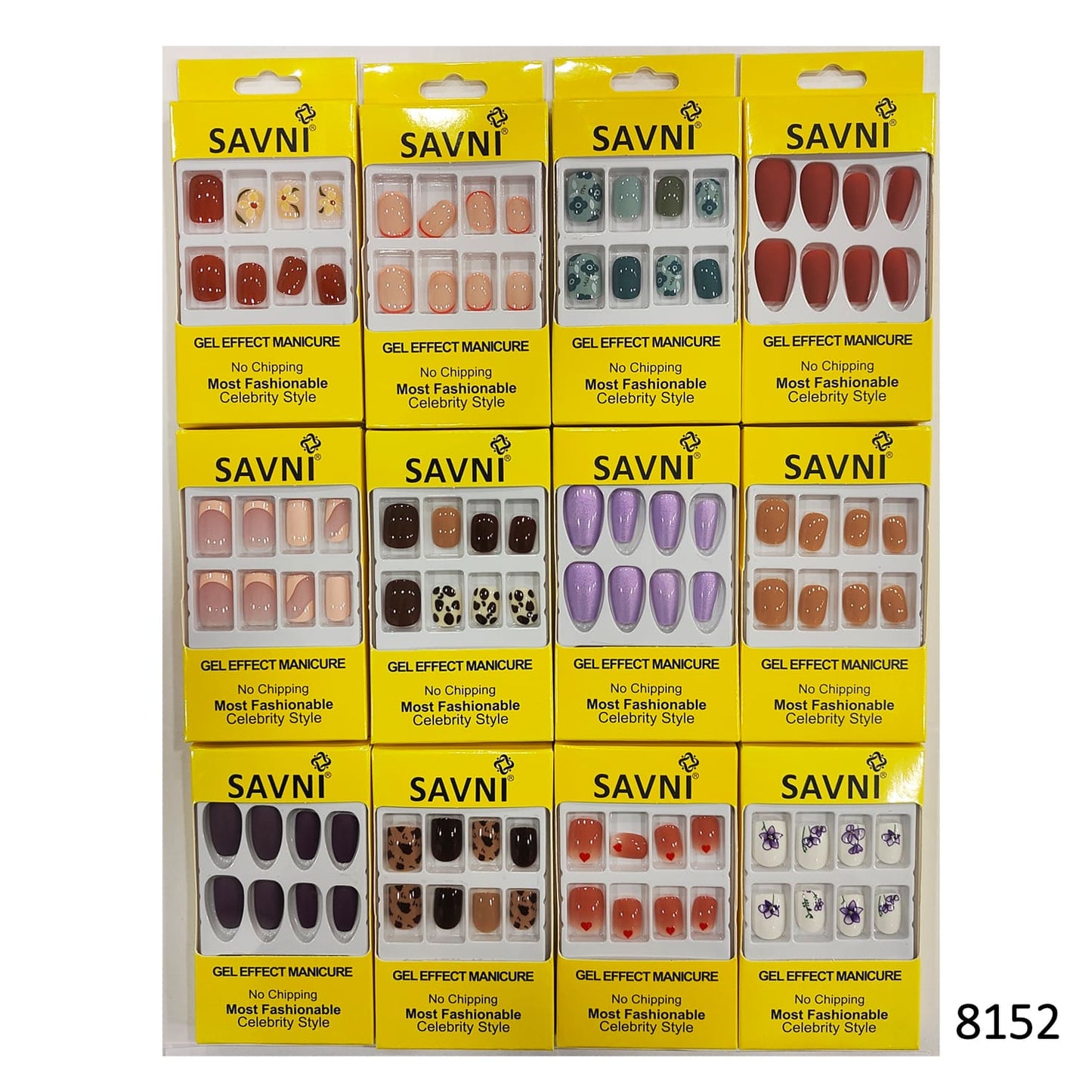 Press On Nails, Pack of 12 Boxes Yellow Box Packaging (Glue not included)