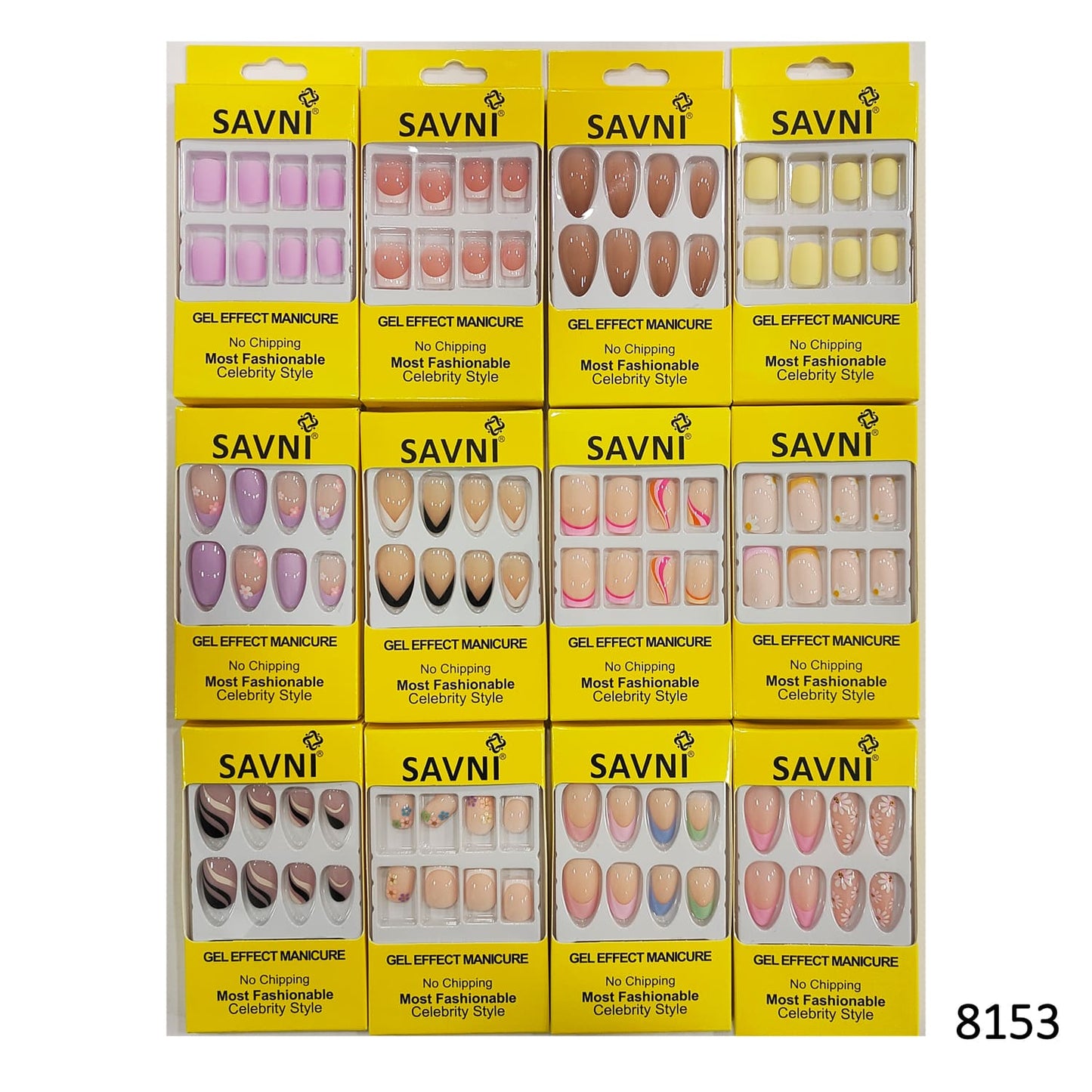 Press On Nails, Pack of 12 Boxes Yellow Box Packaging (Glue not included)