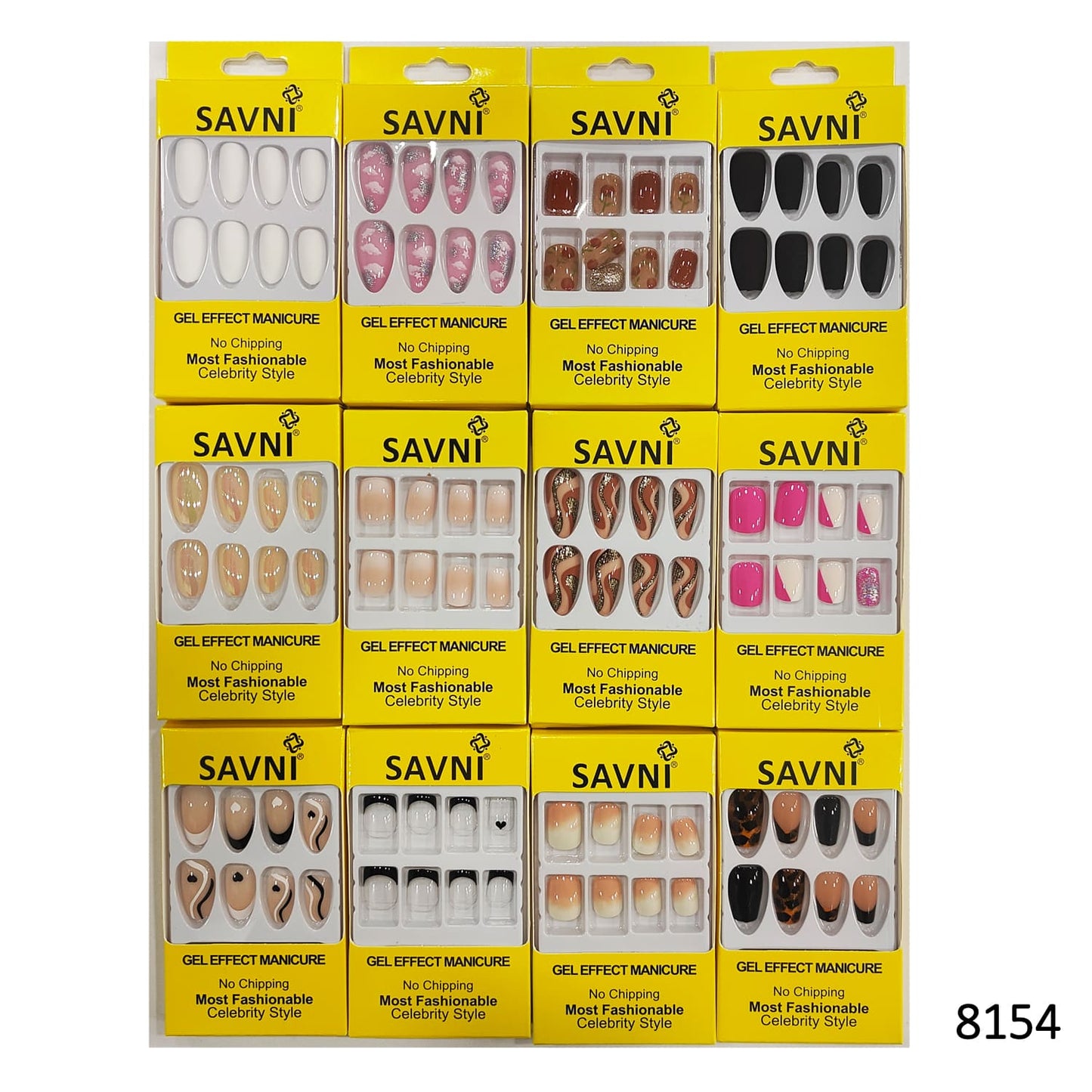Press On Nails, Pack of 12 Boxes Yellow Box Packaging (Glue not included)