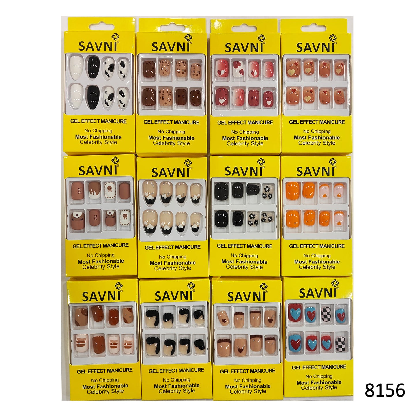 Press On Nails, Pack of 12 Boxes Yellow Box Packaging (Glue not included)