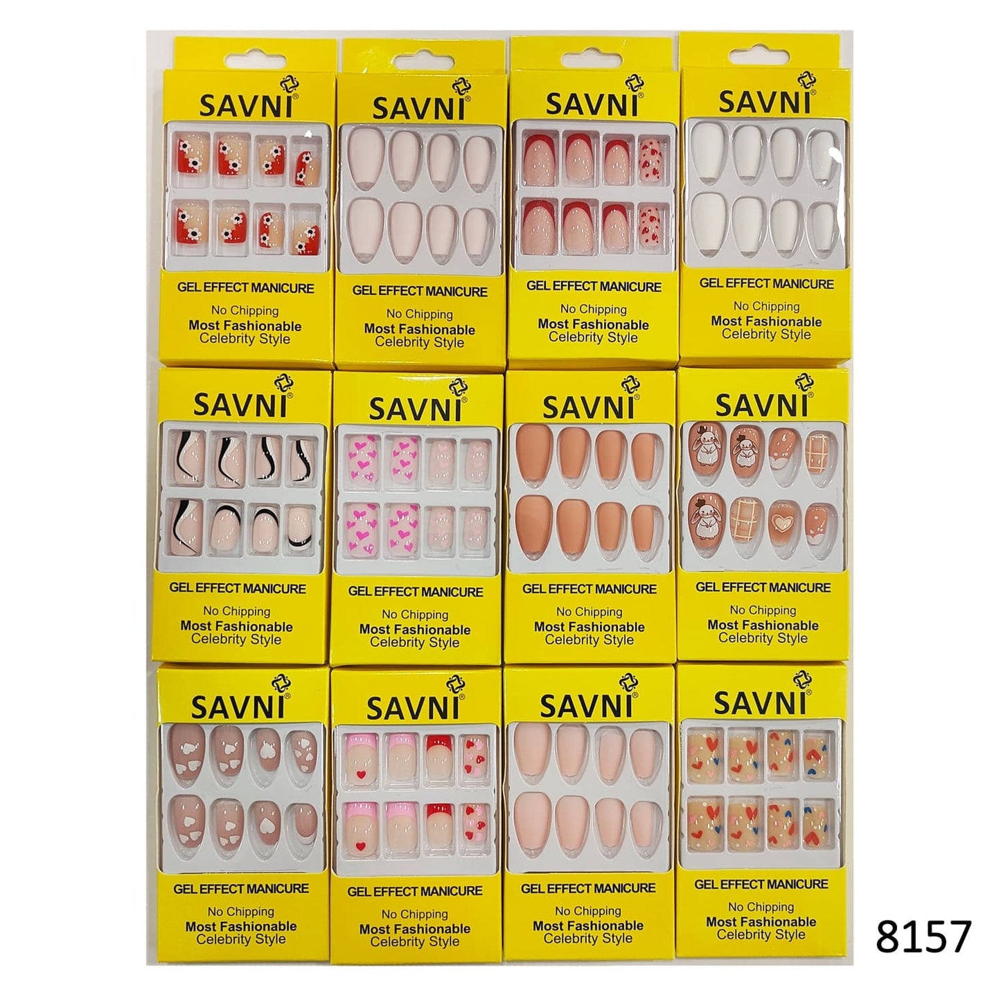 Press On Nails, Pack of 12 Boxes Yellow Box Packaging (Glue not included)