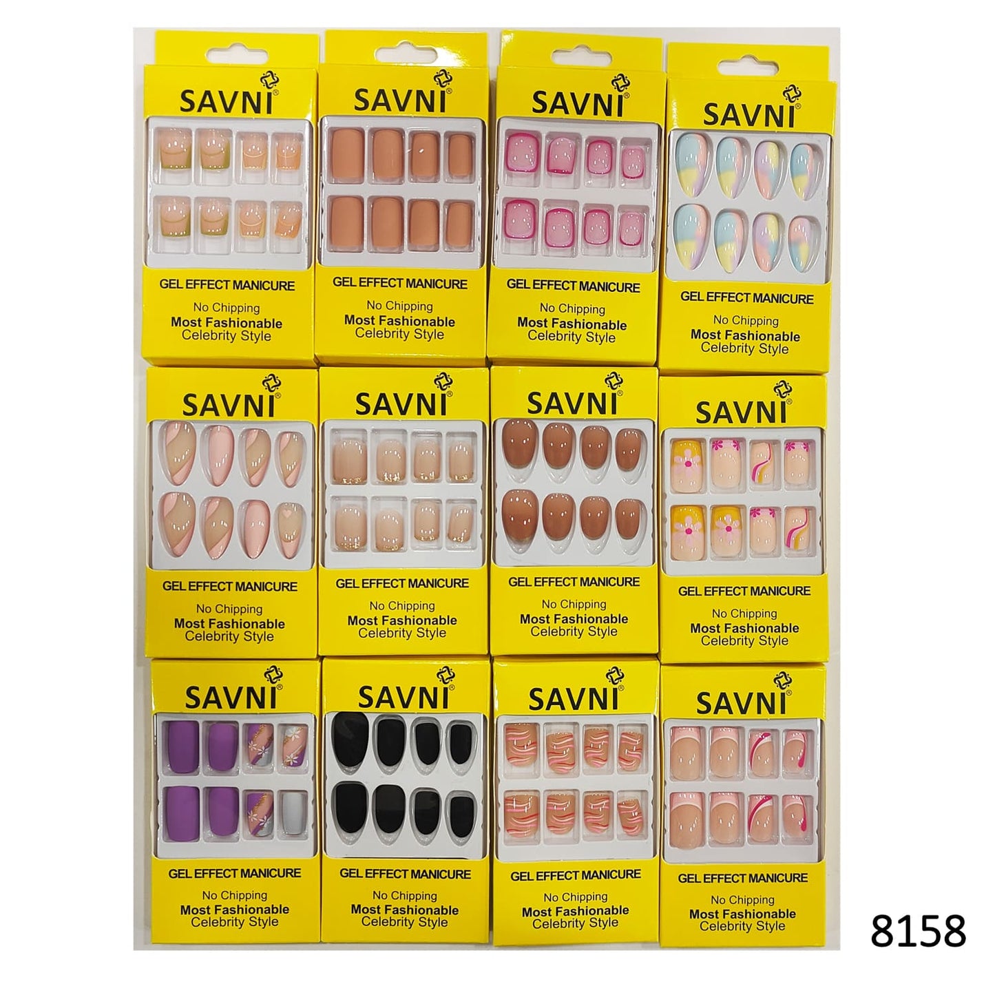 Press On Nails, Pack of 12 Boxes Yellow Box Packaging (Glue not included)