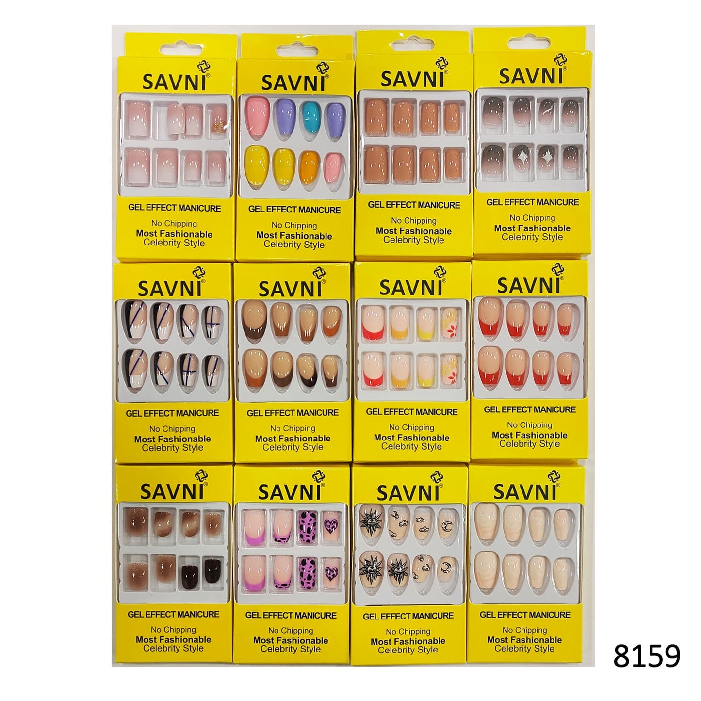 Press On Nails, Pack of 12 Boxes Yellow Box Packaging (Glue not included)