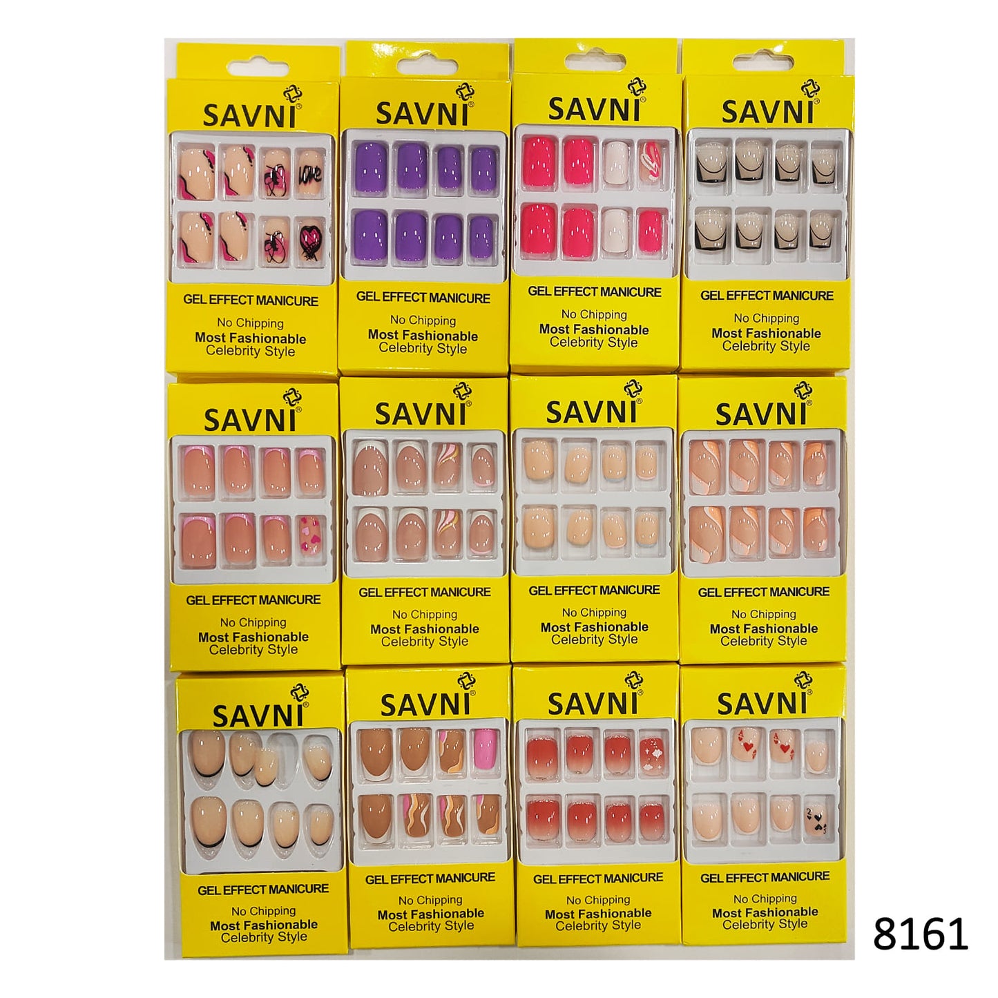 Press On Nails, Pack of 12 Boxes Yellow Box Packaging (Glue not included)