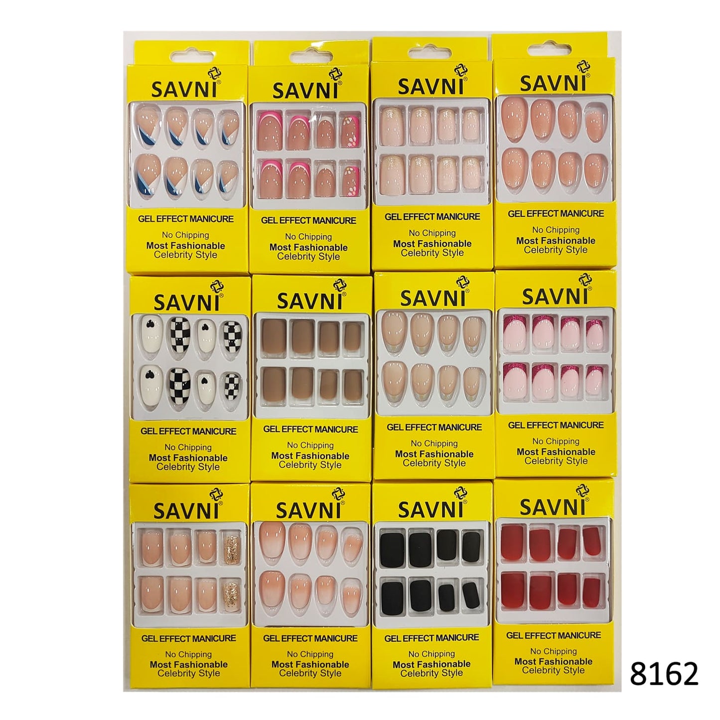 Press On Nails, Pack of 12 Boxes Yellow Box Packaging (Glue not included)