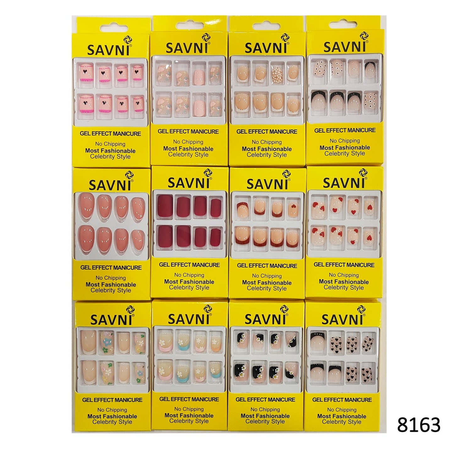 Press On Nails, Pack of 12 Boxes Yellow Box Packaging (Glue not included)