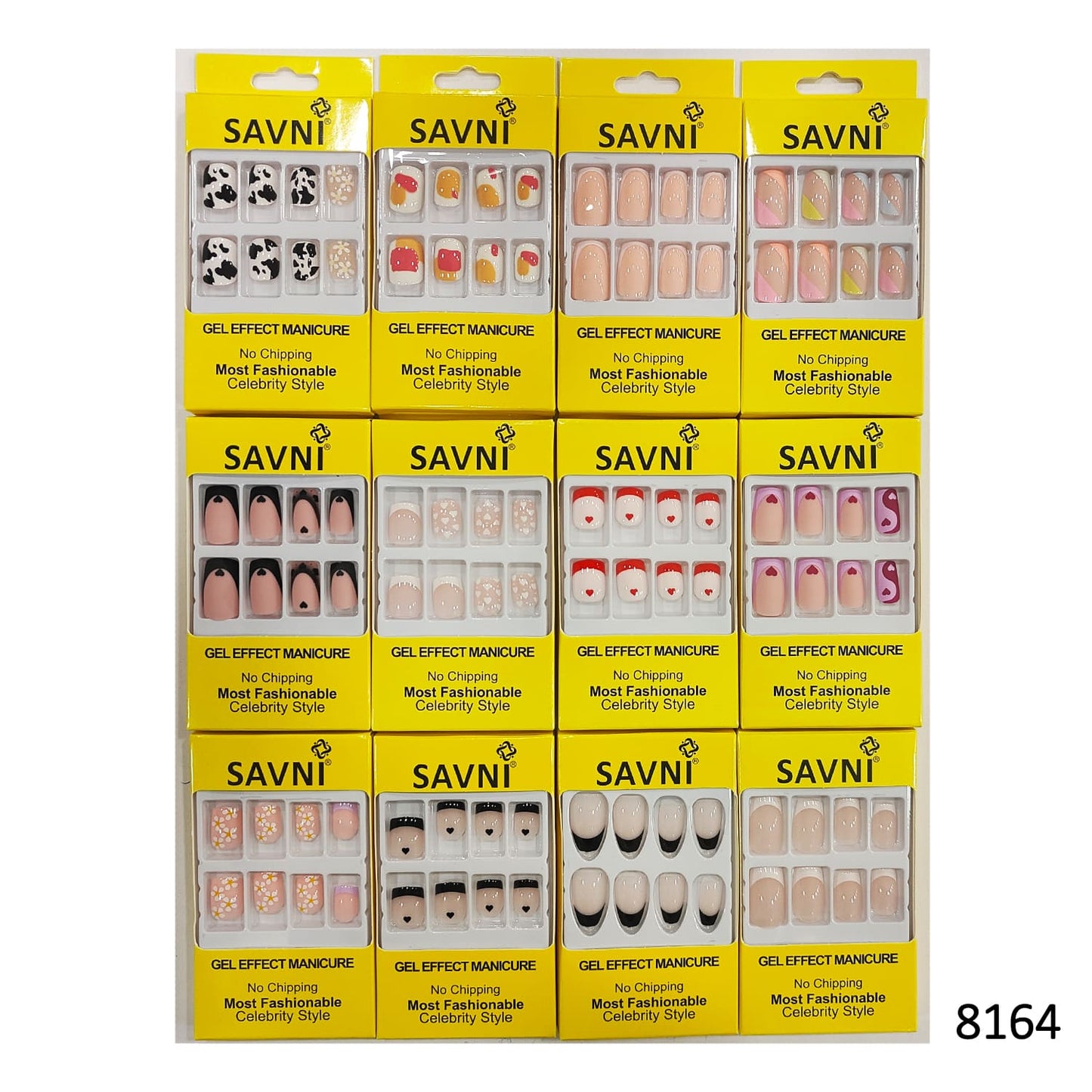 Press On Nails, Pack of 12 Boxes Yellow Box Packaging (Glue not included)