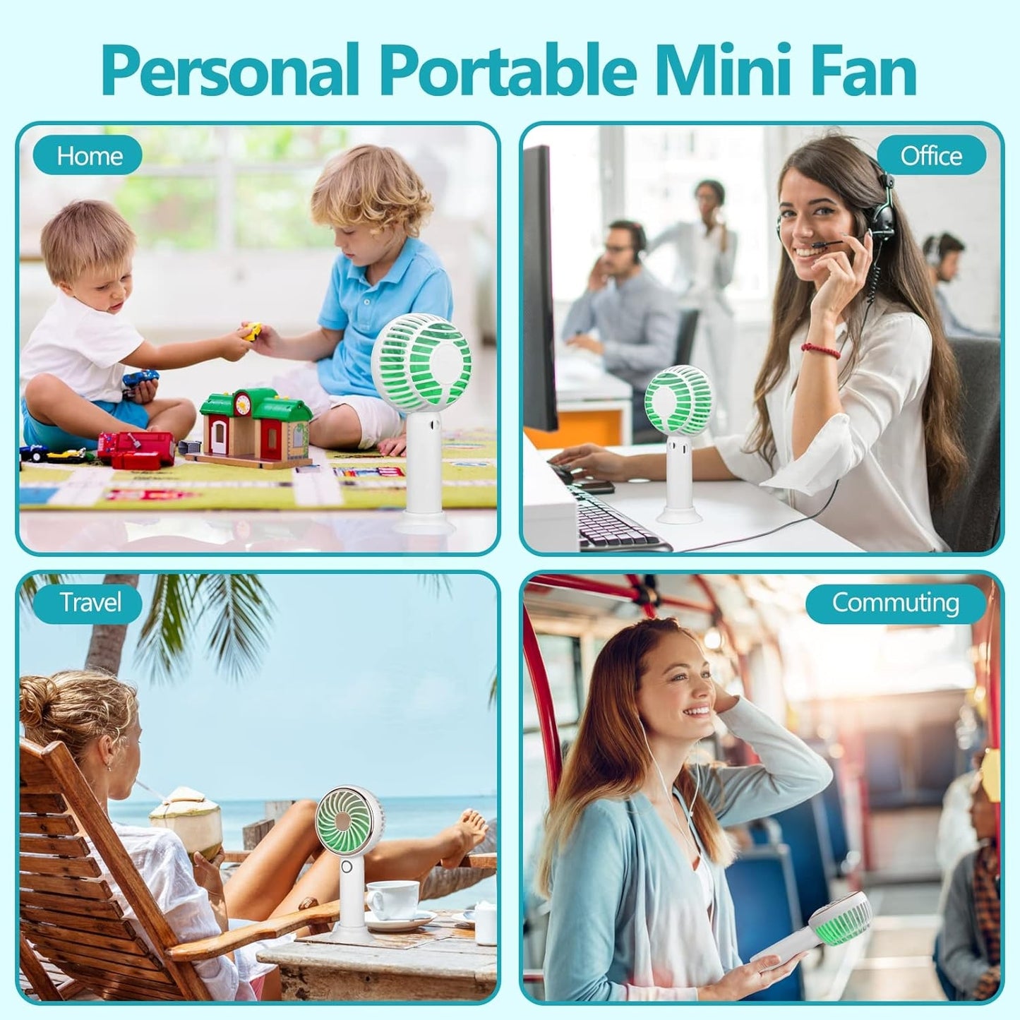 Eyelash Extension Mini Handheld Fan White & Gold Color