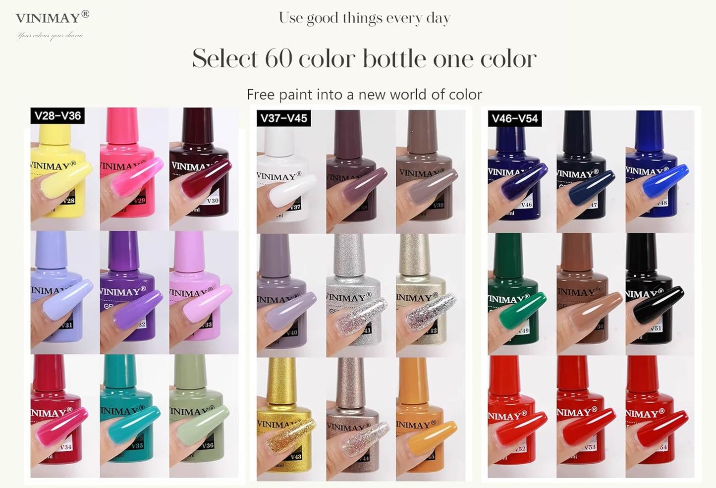 Vinimay Professional UV Gel Nail Polish 60 Pcs Kit With Shade Card & 6 Function Gels