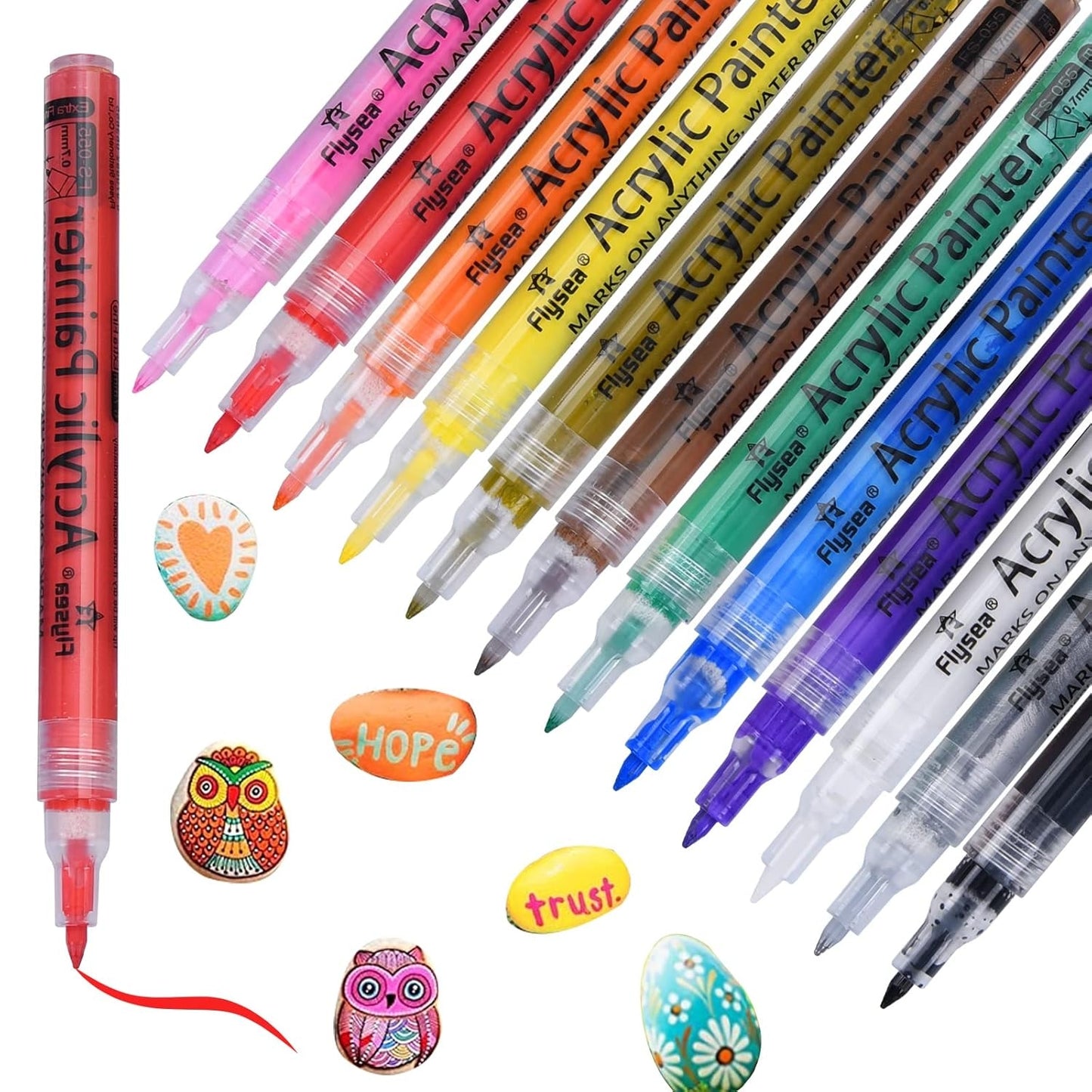 Acrylic Art Paint Markers - Set of 12 Colors