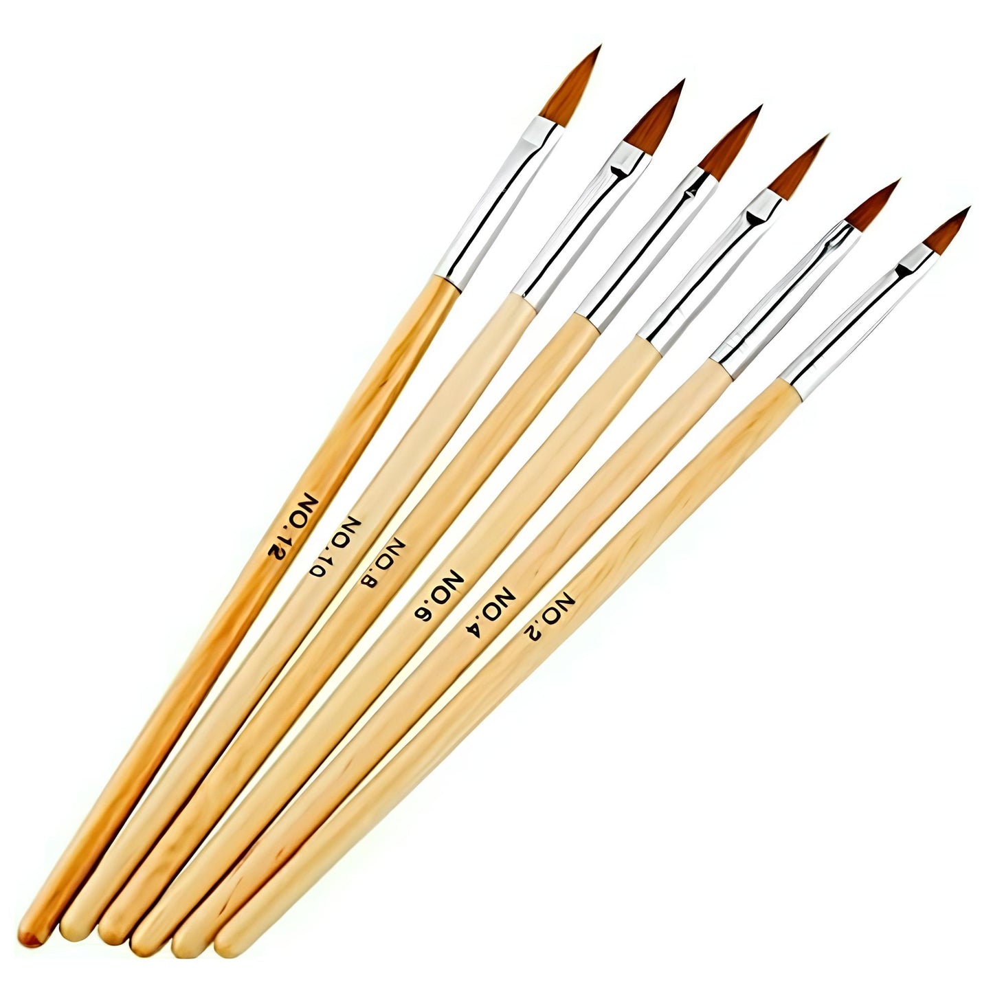Synthetic Acrylic Brush Wooden Handle - Set of 6
