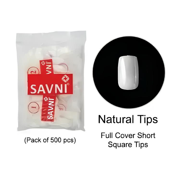 Savni E4 Short Full Cover Square Natural Tips - 500 pcs
