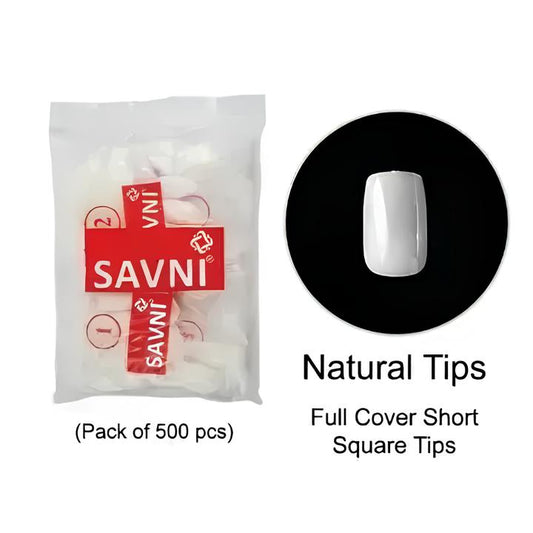 Savni E4 Short Full Cover Square Natural Tips - 500 pcs