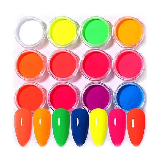Fluorescent Neon Pigment Powder - Set of 12 Colors