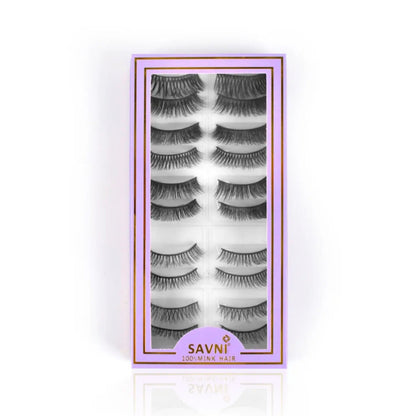 Savni 5D Temporary Mink Hair Eyelash Extensions 10 pairs Mix Designs Purple Box