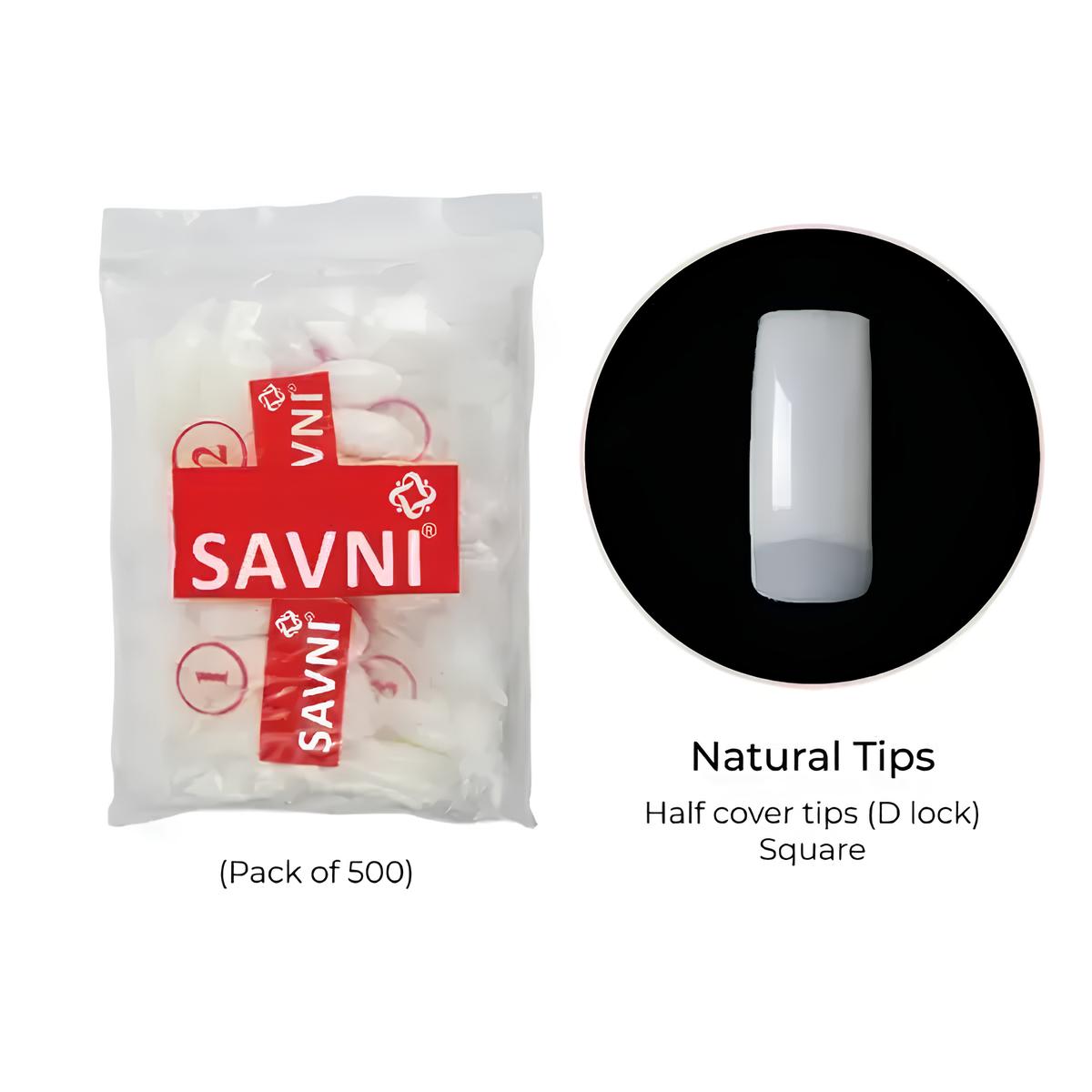 Savni E1 D Lock Half Moon Natural Tips - 500 pcs