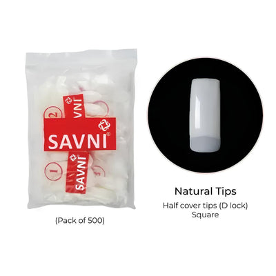 Savni E1 D Lock Half Moon Natural Tips - 500 pcs