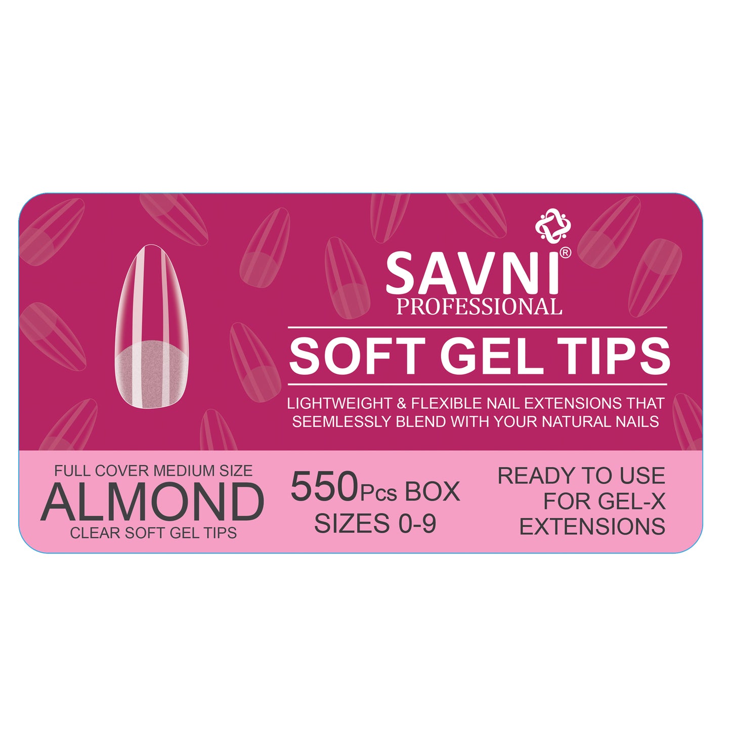 Savni Soft Gel Tips / Gel-X Extension Tips, 550 Pcs