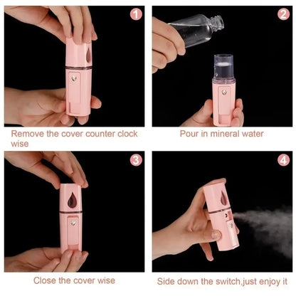 Nano Facial Mist Atomizer for Hydration and Makeup USB Battery Powered