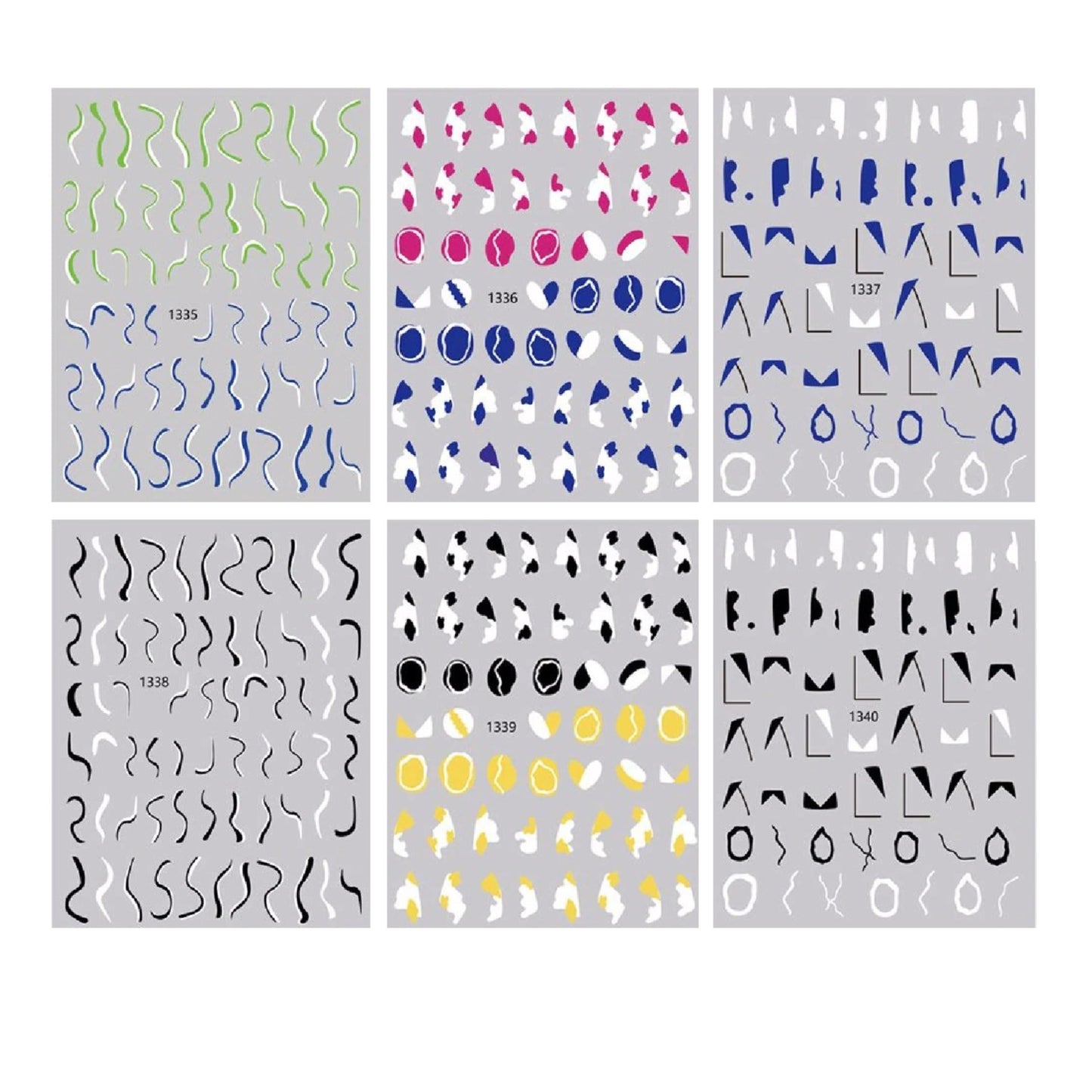 Abstract Nail Art Stickers, Pack of 12 Sheets - 600+ Assorted Stickers
