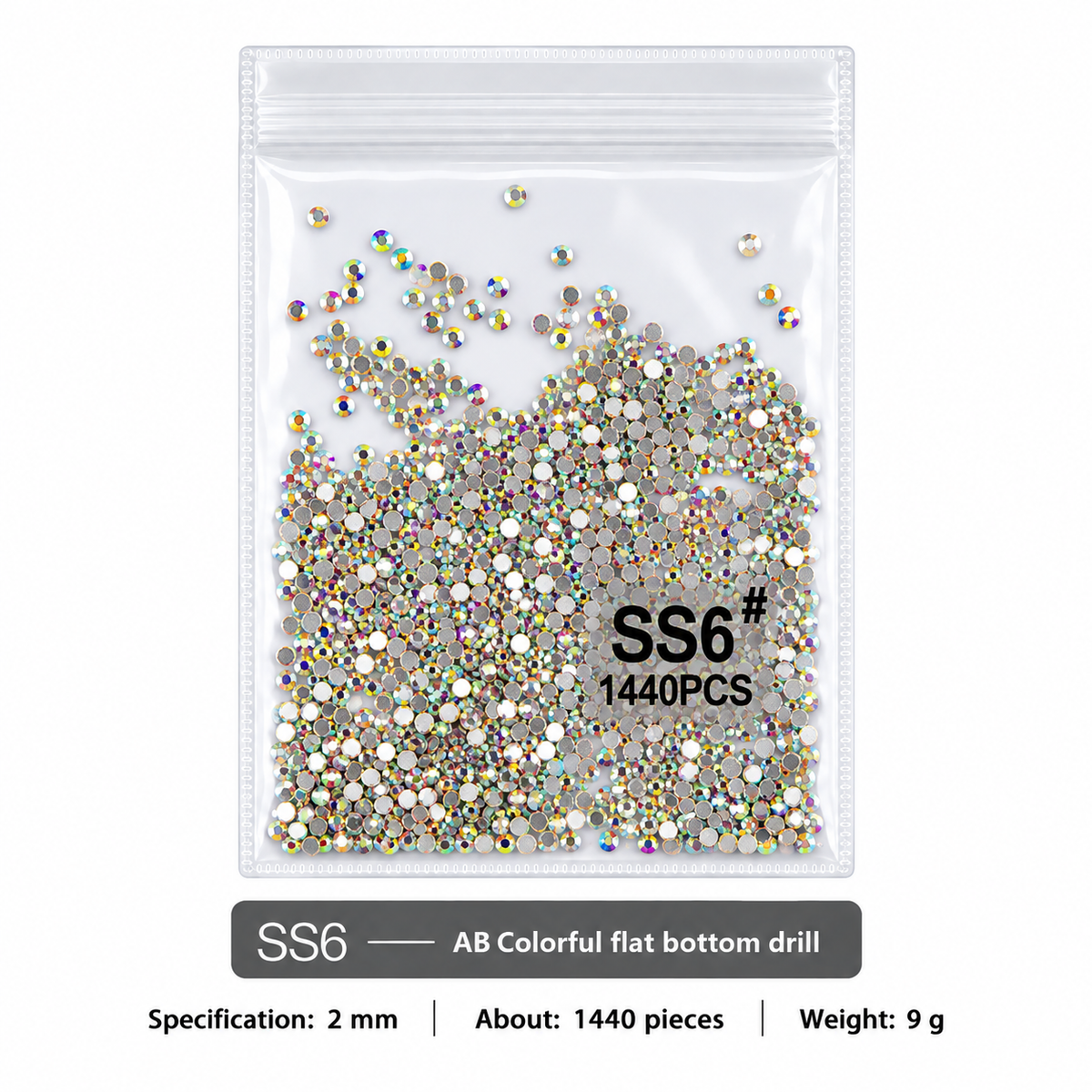 SS Flat Rhinestone - Rainbow
