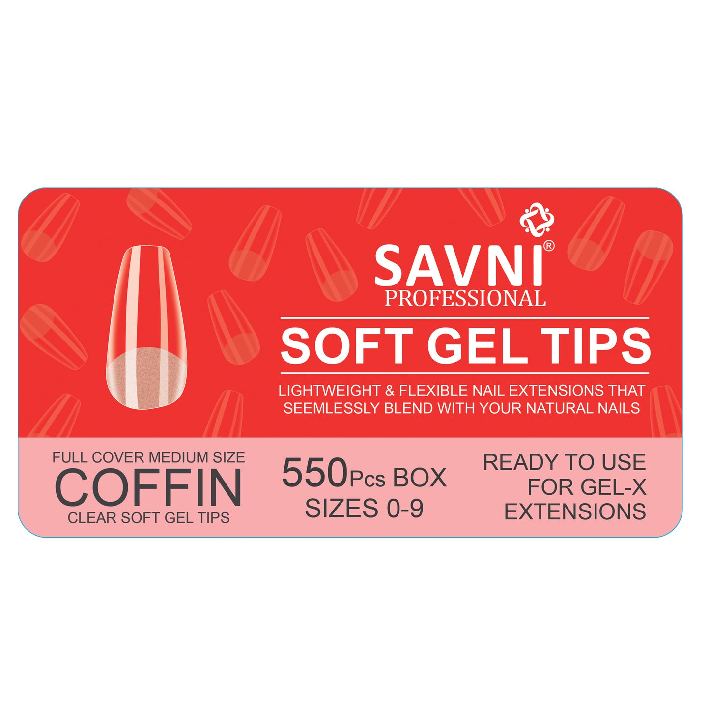 Savni Soft Gel Tips / Gel-X Extension Tips, 550 Pcs