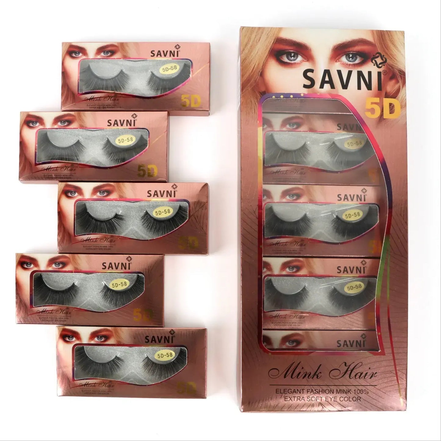 Savni 5D Professional Temporary Mink Hair Eyelash Extension 10 pairs Model 5D-58