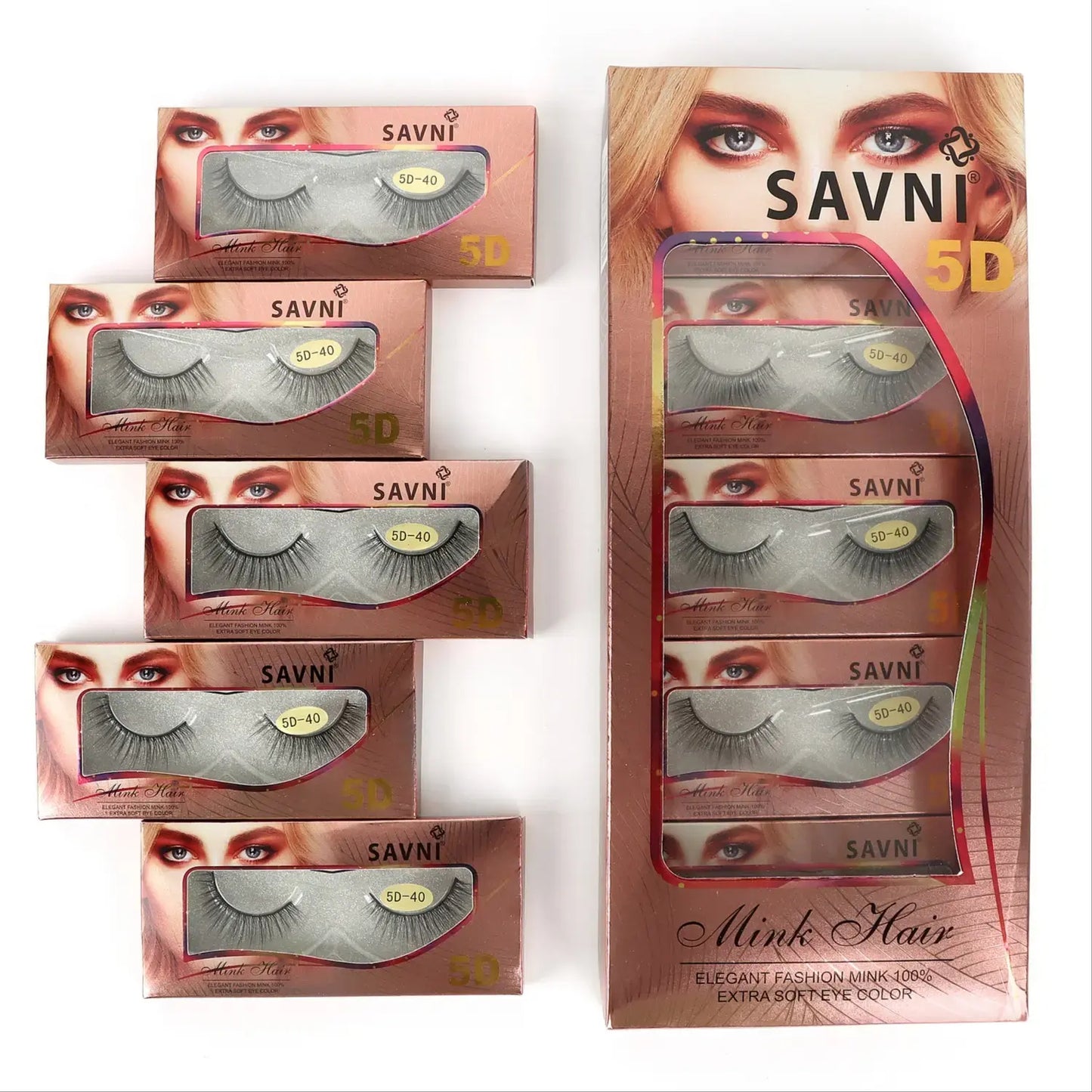 Savni 5D Professional Temporary Mink Hair Eyelash Extension 10 pairs Model 5D-40