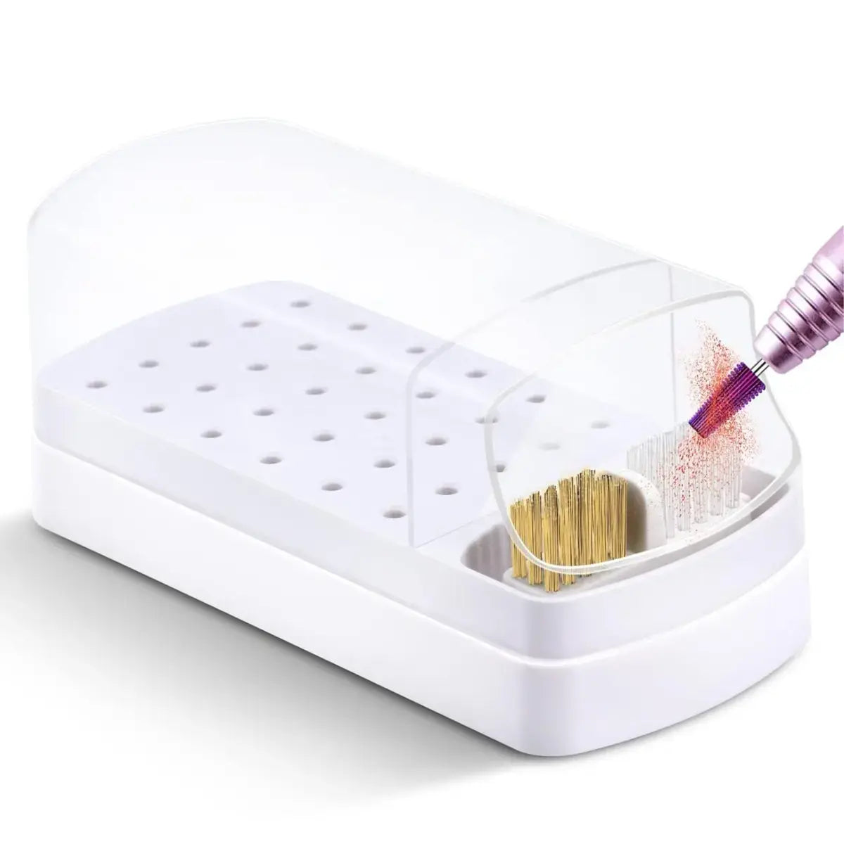 2 in 1 Nail Drill Bits Organizer Case with Nail Drill Bits Cleaning Brush (Drill Bits not included)
