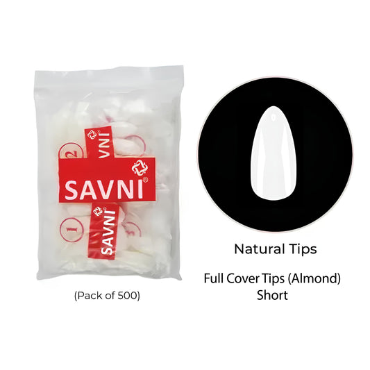 Savni E10 Short Full Cover Almond Natural Tips - 500 pcs