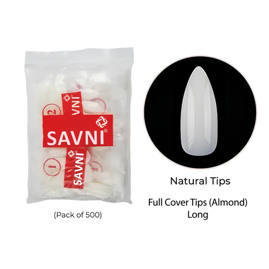 Savni E9 Long Full Cover Almond Natural Tips - 500 pcs
