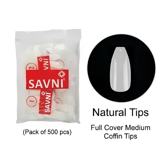 Savni E5 Full Cover Coffin Natural Tips - 500 pcs