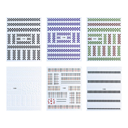 Check Patterned Nail Stickers, Set of 12 sheets - 100+ Assorted Stickers