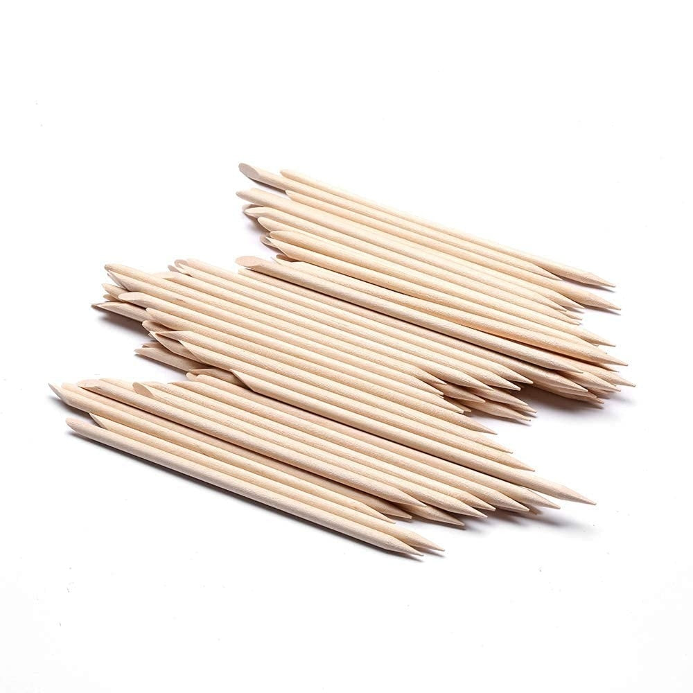 Orange Cuticle Pushing Wooden Sticks - Pack of 100