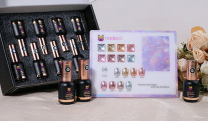 Nadeco UV Gel Polish Kit Set Of 8, 15ml each, Glitter Mix Palette, Model - C
