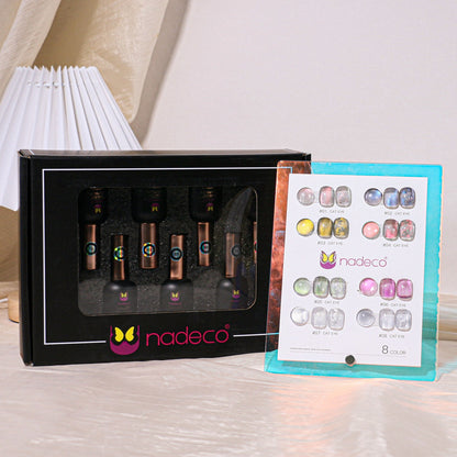 Nadeco UV Gel Polish Kit Set Of 8, 15ml each, Cat Eye Multitone Palette, Model - H