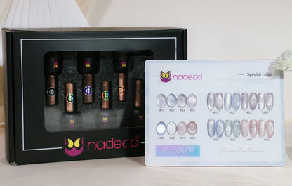 Nadeco UV Gel Polish Kit Set Of 8, 15ml each, Icy Pearl Pastel Shimmer Palette, Model - D