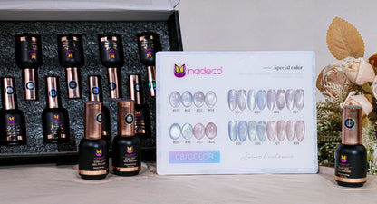 Nadeco UV Gel Polish Kit Set Of 8, 15ml each, Icy Pearl Pastel Shimmer Palette, Model - D