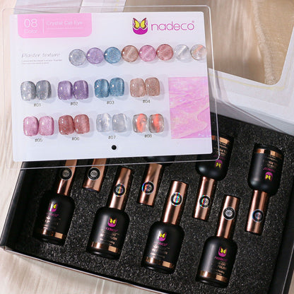 Nadeco UV Gel Polish Kit Set Of 8, 15ml each, Crystal Cat Eye Palette, Model - I