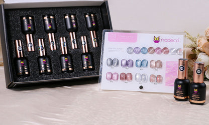 Nadeco UV Gel Polish Kit Set Of 8, 15ml each, Crystal Cat Eye Palette, Model - I