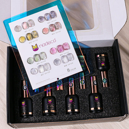 Nadeco UV Gel Polish Kit Set Of 8, 15ml each, Cat Eye Multitone Palette, Model - H
