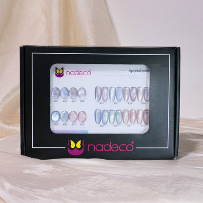 Nadeco UV Gel Polish Kit Set Of 8, 15ml each, Icy Pearl Pastel Shimmer Palette, Model - D