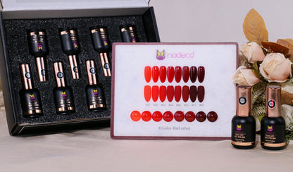Nadeco UV Gel Polish Kit Set Of 8, 15ml each, Red Velvet Palette, Model - G