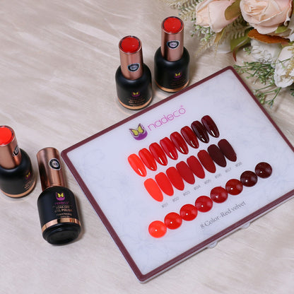 Nadeco UV Gel Polish Kit Set Of 8, 15ml each, Red Velvet Palette, Model - G