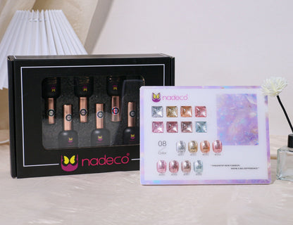 Nadeco UV Gel Polish Kit Set Of 8, 15ml each, Glitter Mix Palette, Model - C