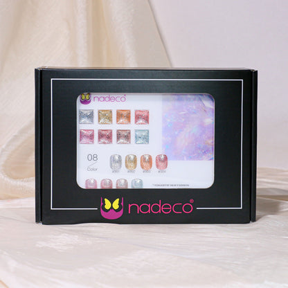 Nadeco UV Gel Polish Kit Set Of 8, 15ml each, Glitter Mix Palette, Model - C