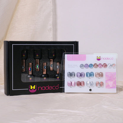 Nadeco UV Gel Polish Kit Set Of 8, 15ml each, Crystal Cat Eye Palette, Model - I